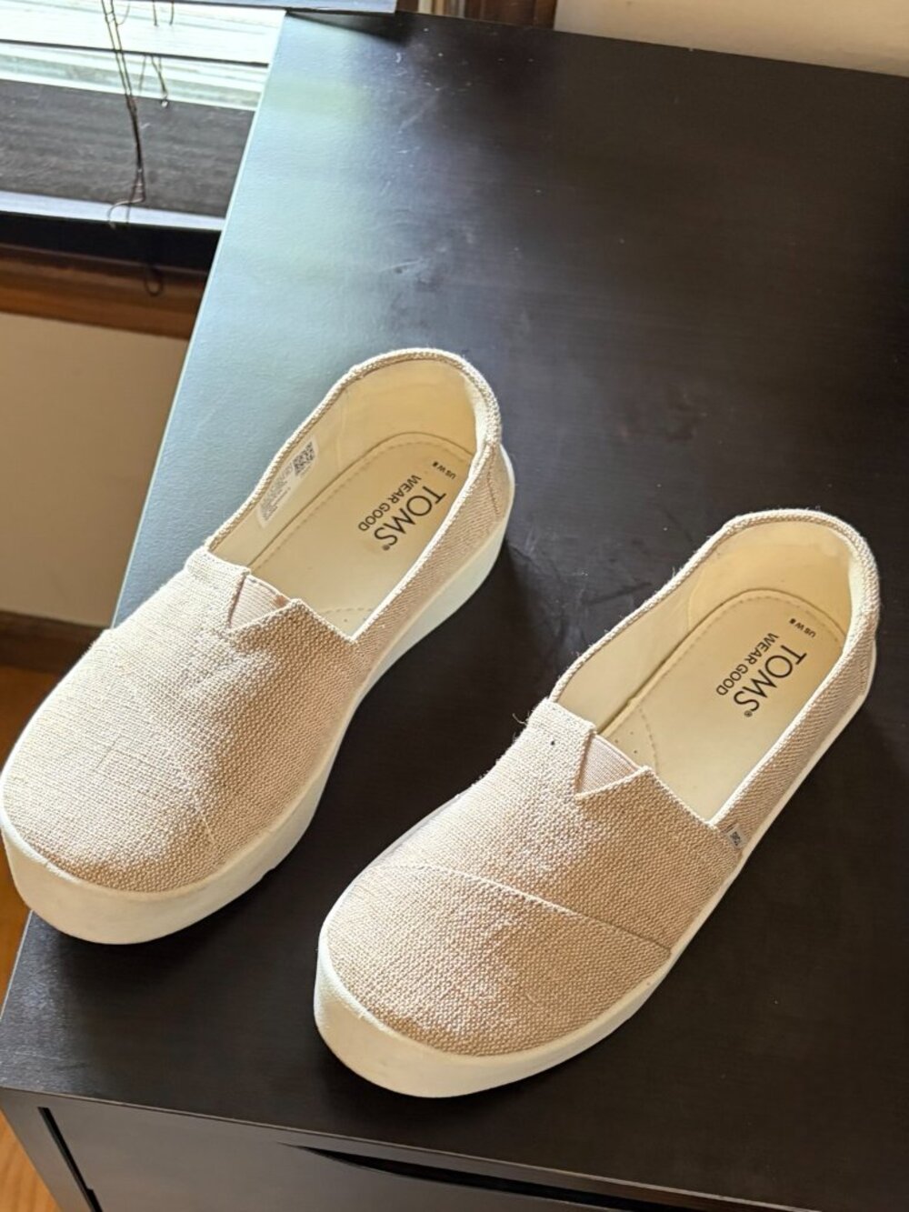 TOMS Verona Platform Slip-On Sneakers – Natural – Women’s Size 8